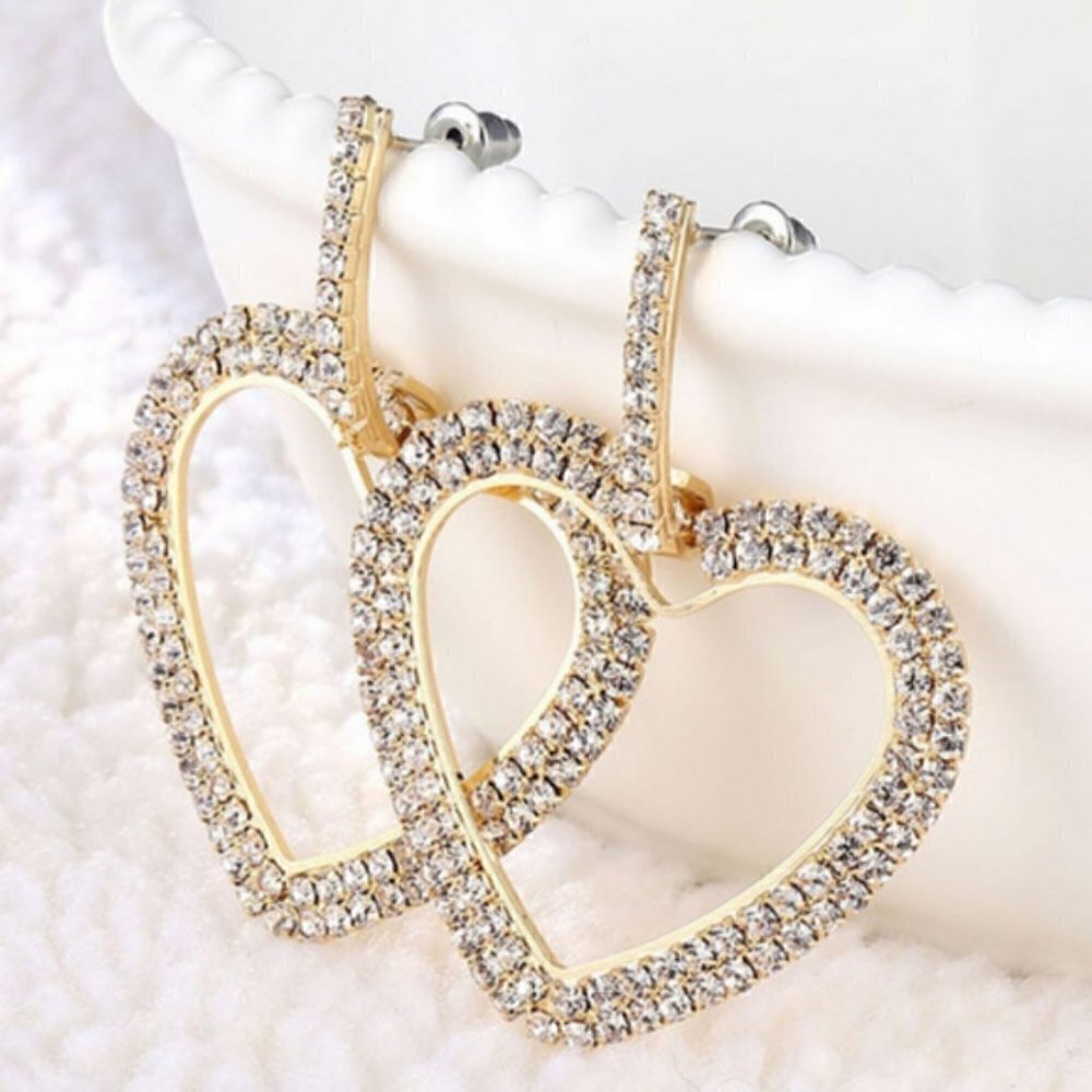 Big heart Drop Rhinestone jewelry Earrings